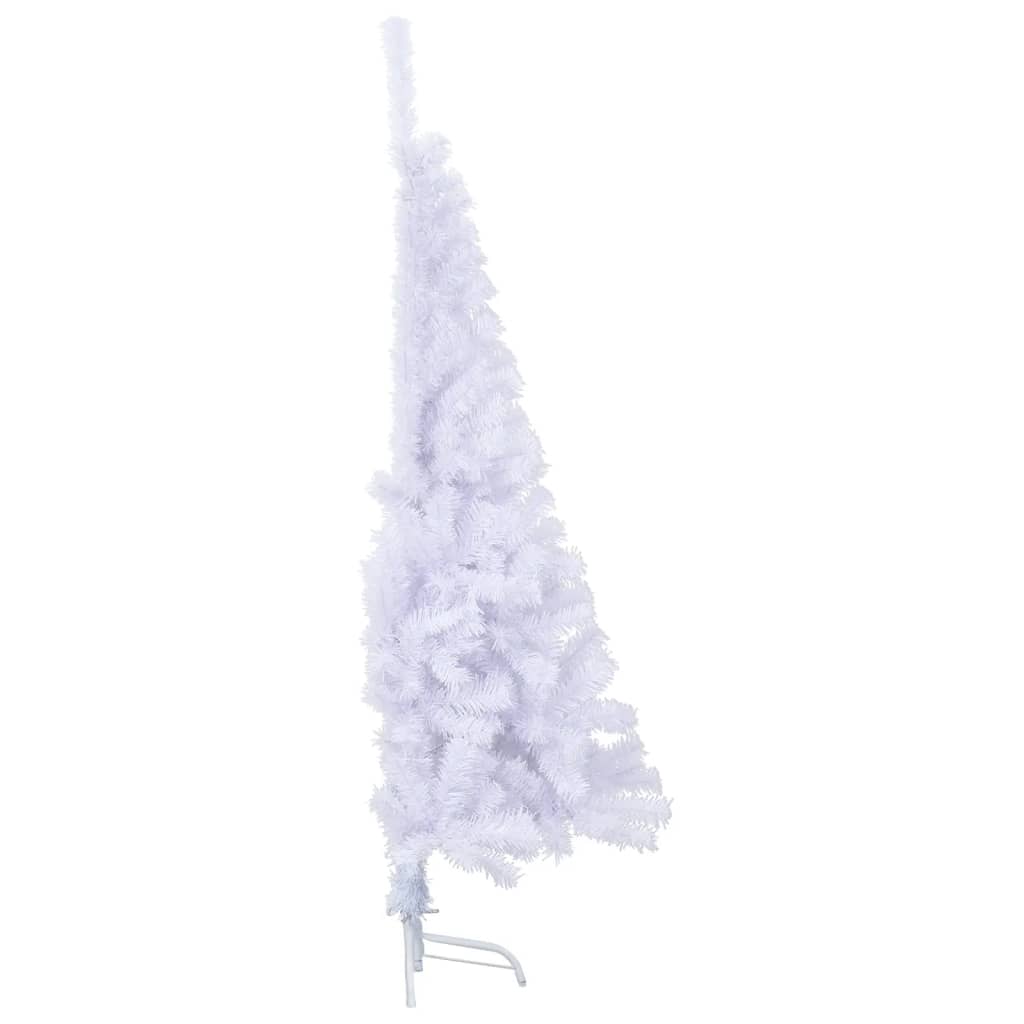 vidaXL Medio árbol de Navidad artificial con soporte PVC blanco 120 cm