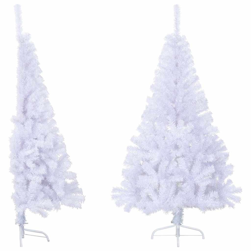 vidaXL Medio árbol de Navidad artificial con soporte PVC blanco 150 cm