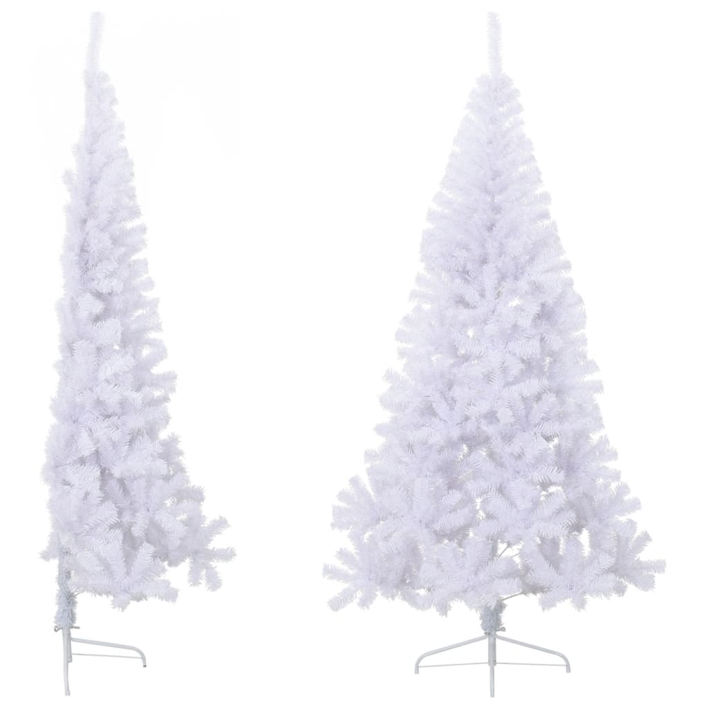 vidaXL Medio árbol de Navidad artificial con soporte PVC blanco 180 cm