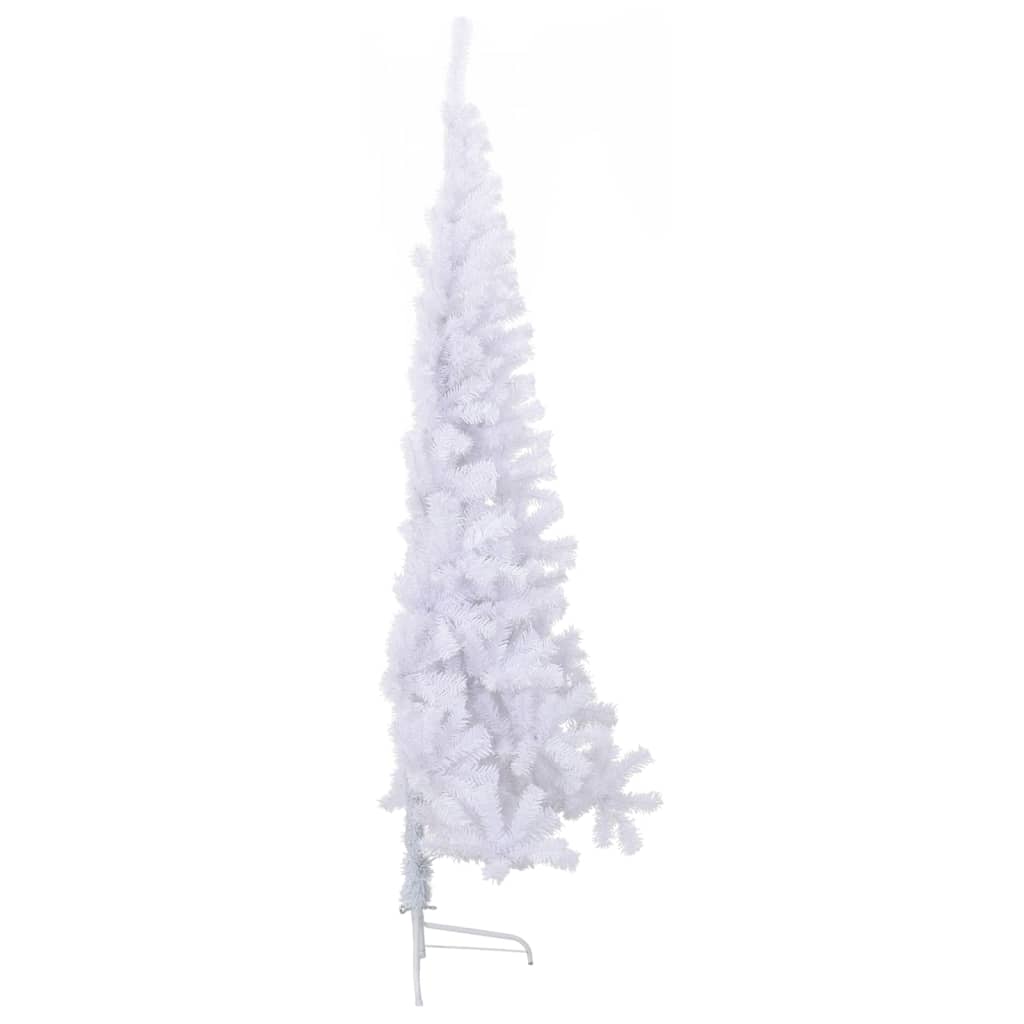 vidaXL Medio árbol de Navidad artificial con soporte PVC blanco 180 cm