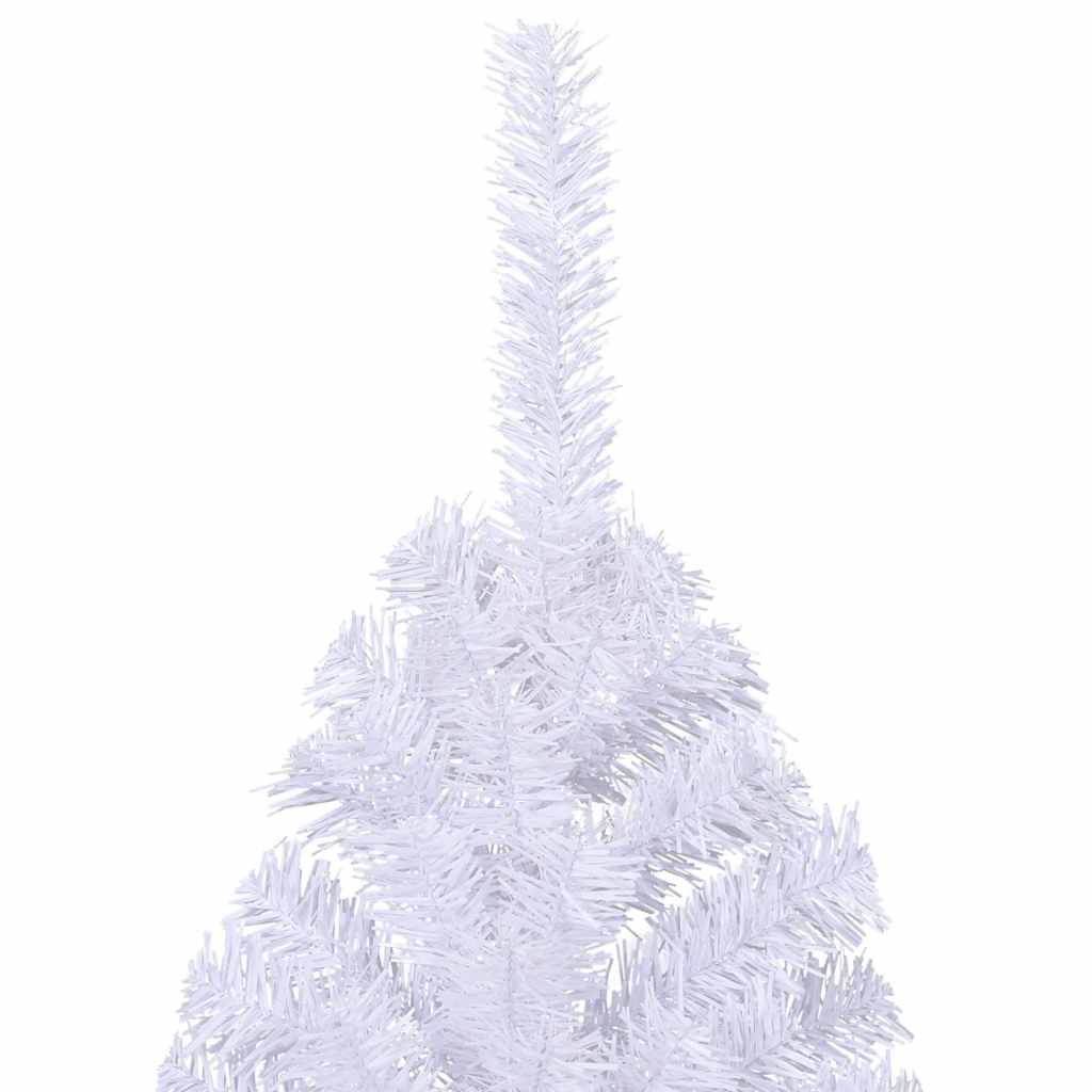 vidaXL Medio árbol de Navidad artificial con soporte PVC blanco 180 cm