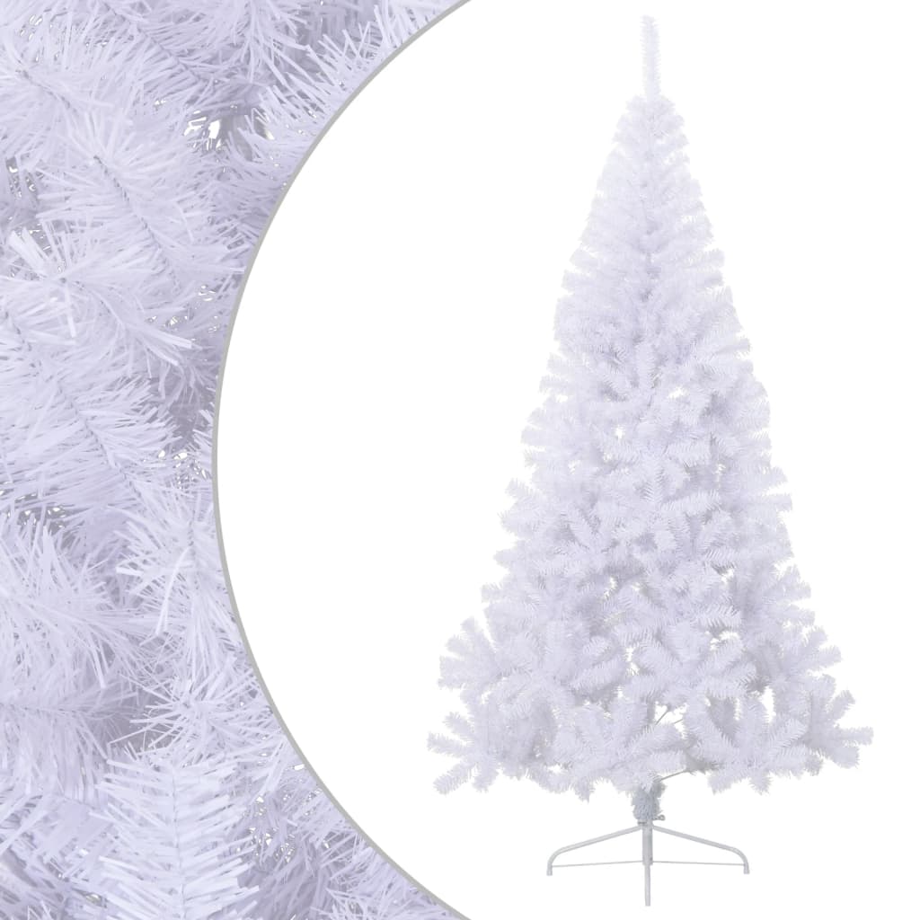 vidaXL Medio árbol de Navidad artificial con soporte PVC blanco 210 cm