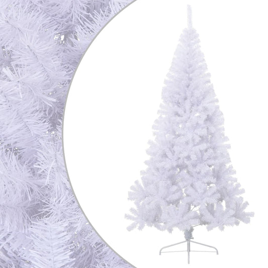 vidaXL Medio árbol de Navidad artificial con soporte PVC blanco 210 cm