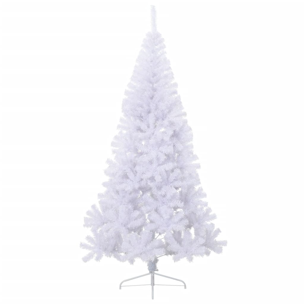 vidaXL Medio árbol de Navidad artificial con soporte PVC blanco 210 cm