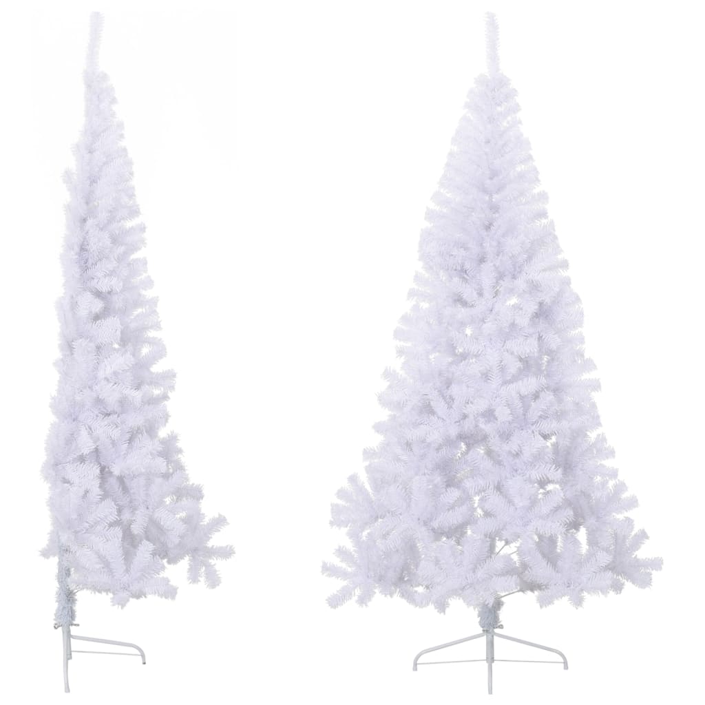 vidaXL Medio árbol de Navidad artificial con soporte PVC blanco 210 cm