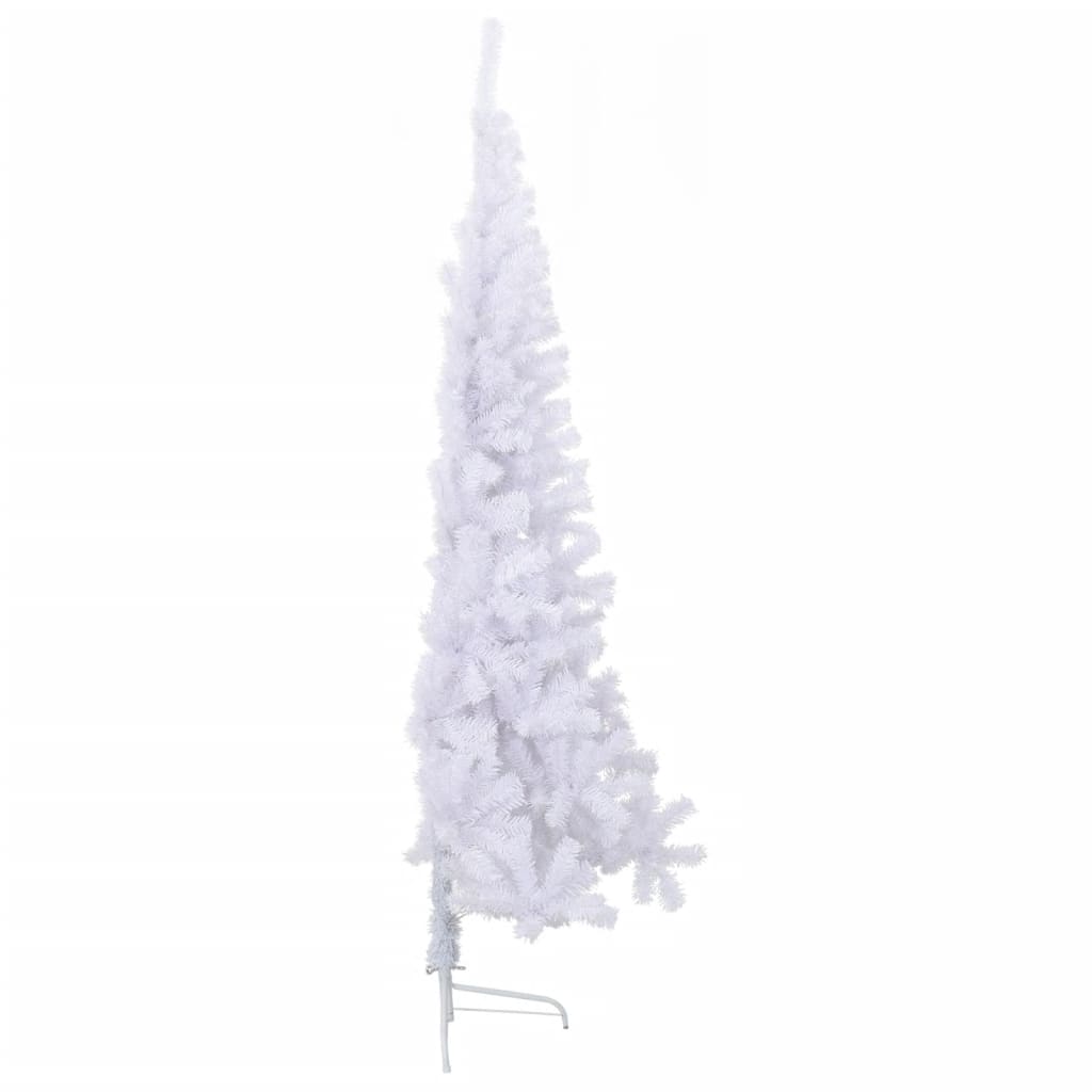 vidaXL Medio árbol de Navidad artificial con soporte PVC blanco 210 cm