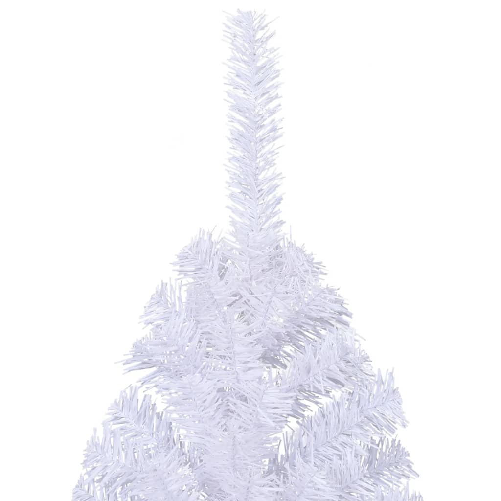 vidaXL Medio árbol de Navidad artificial con soporte PVC blanco 210 cm