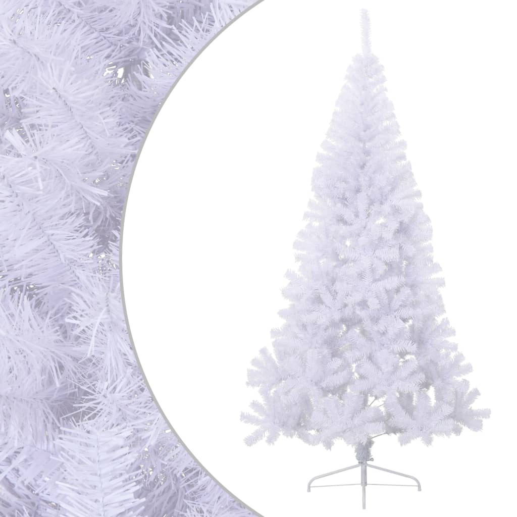 vidaXL Medio árbol de Navidad artificial con soporte PVC blanco 240 cm