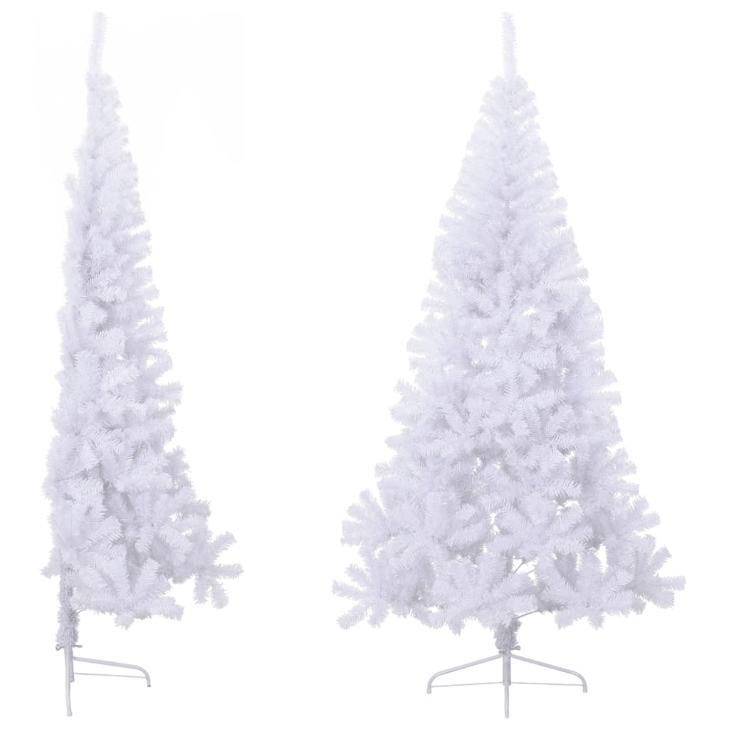 vidaXL Medio árbol de Navidad artificial con soporte PVC blanco 240 cm