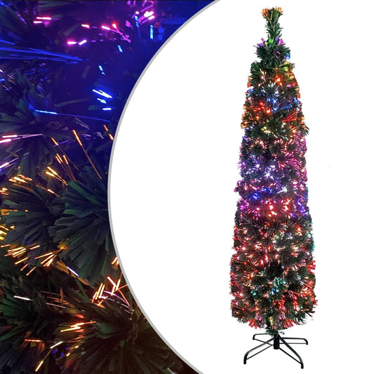 vidaXL Árbol Navidad estrecho artificial soporte fibra óptica 120 cm