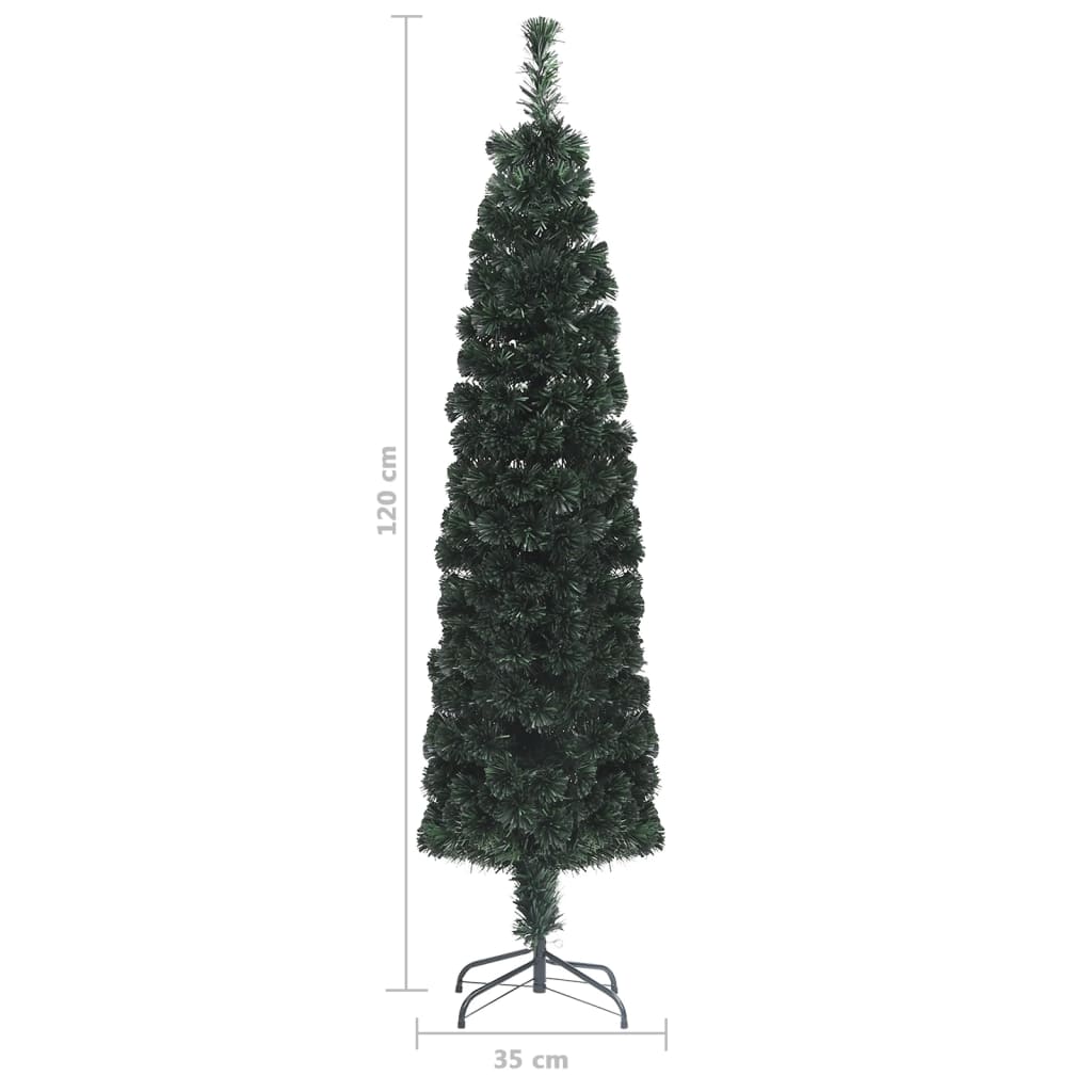 vidaXL Árbol Navidad estrecho artificial soporte fibra óptica 120 cm