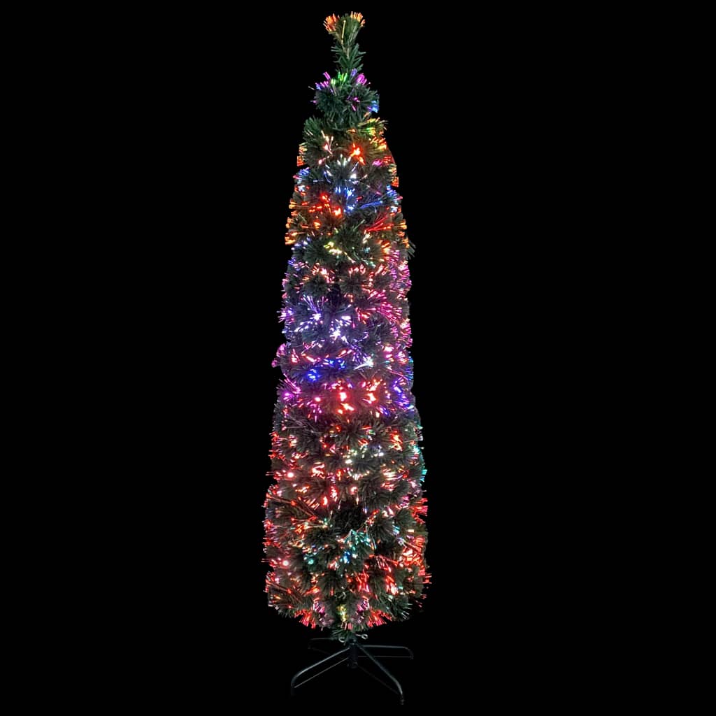 vidaXL Árbol Navidad artificial estrecho soporte fibra óptica 150 cm