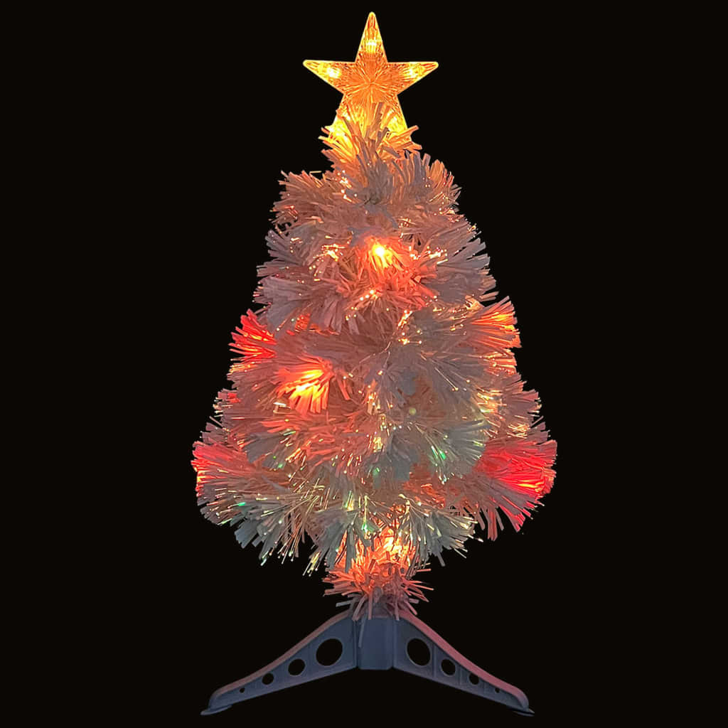 vidaXL Árbol de Navidad artificial con luces fibra óptica blanco 64 cm