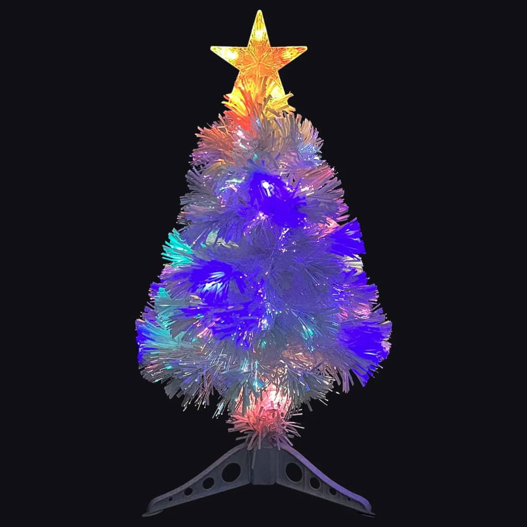 vidaXL Árbol de Navidad artificial con luces fibra óptica blanco 64 cm