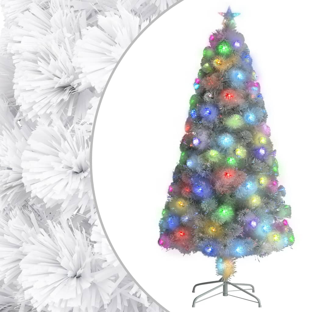 vidaXL Árbol de Navidad artificial con luces fibra óptica blanco 120cm