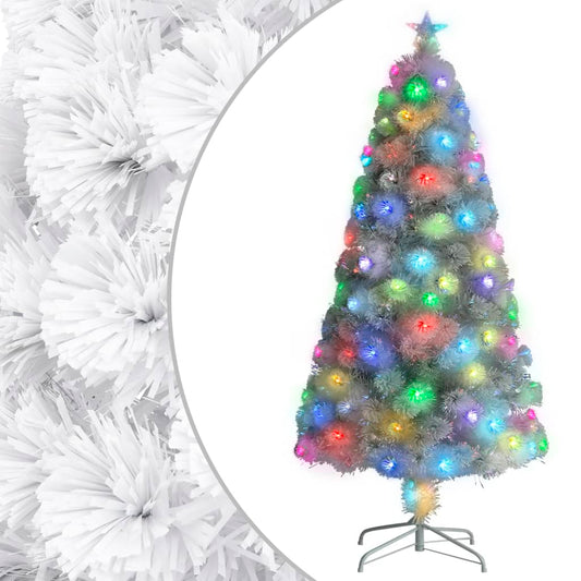 vidaXL Árbol de Navidad artificial con luces fibra óptica blanco 120cm