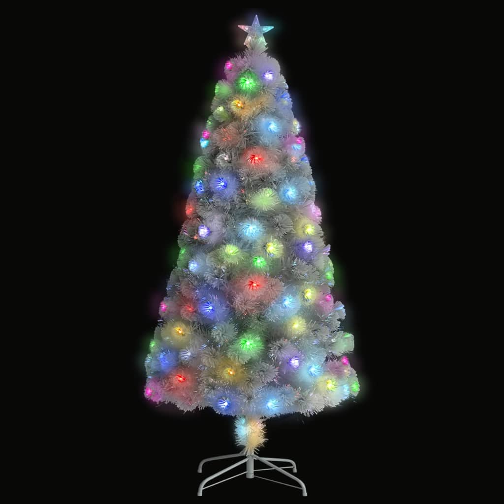 vidaXL Árbol de Navidad artificial con luces fibra óptica blanco 120cm