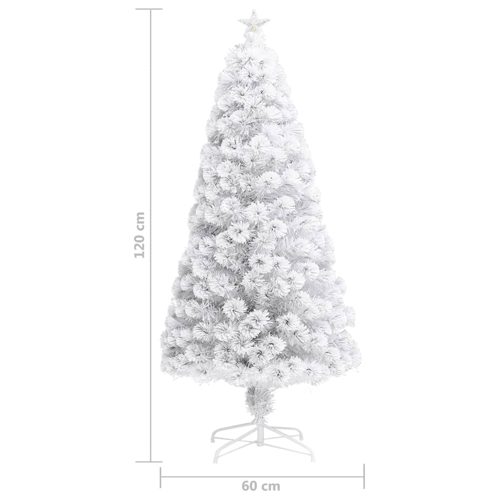 vidaXL Árbol de Navidad artificial con luces fibra óptica blanco 120cm