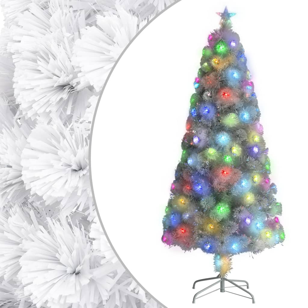 vidaXL Árbol de Navidad artificial con luces fibra óptica blanco 150cm