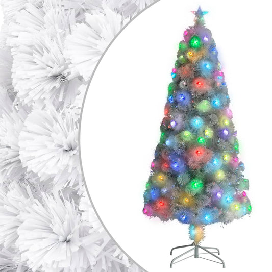 vidaXL Árbol de Navidad artificial con luces fibra óptica blanco 150cm