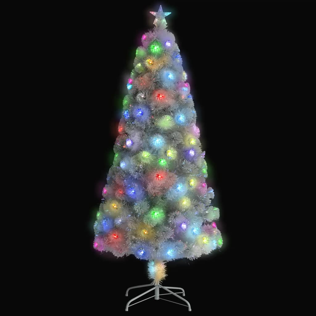 vidaXL Árbol de Navidad artificial con luces fibra óptica blanco 150cm