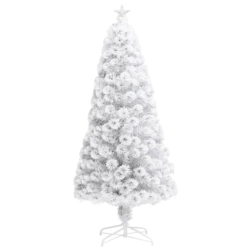 vidaXL Árbol de Navidad artificial con luces fibra óptica blanco 150cm