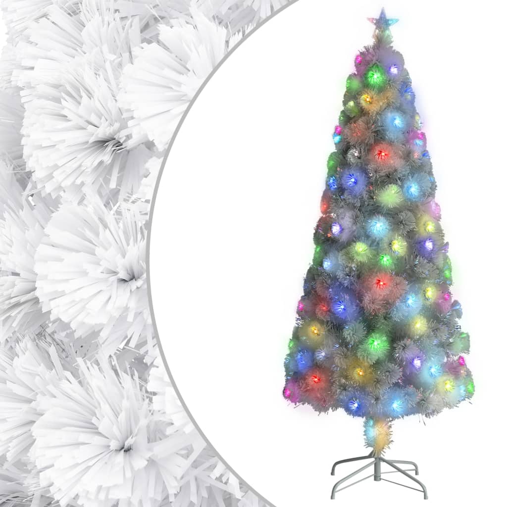 vidaXL Árbol de Navidad artificial con luces fibra óptica blanco 180cm