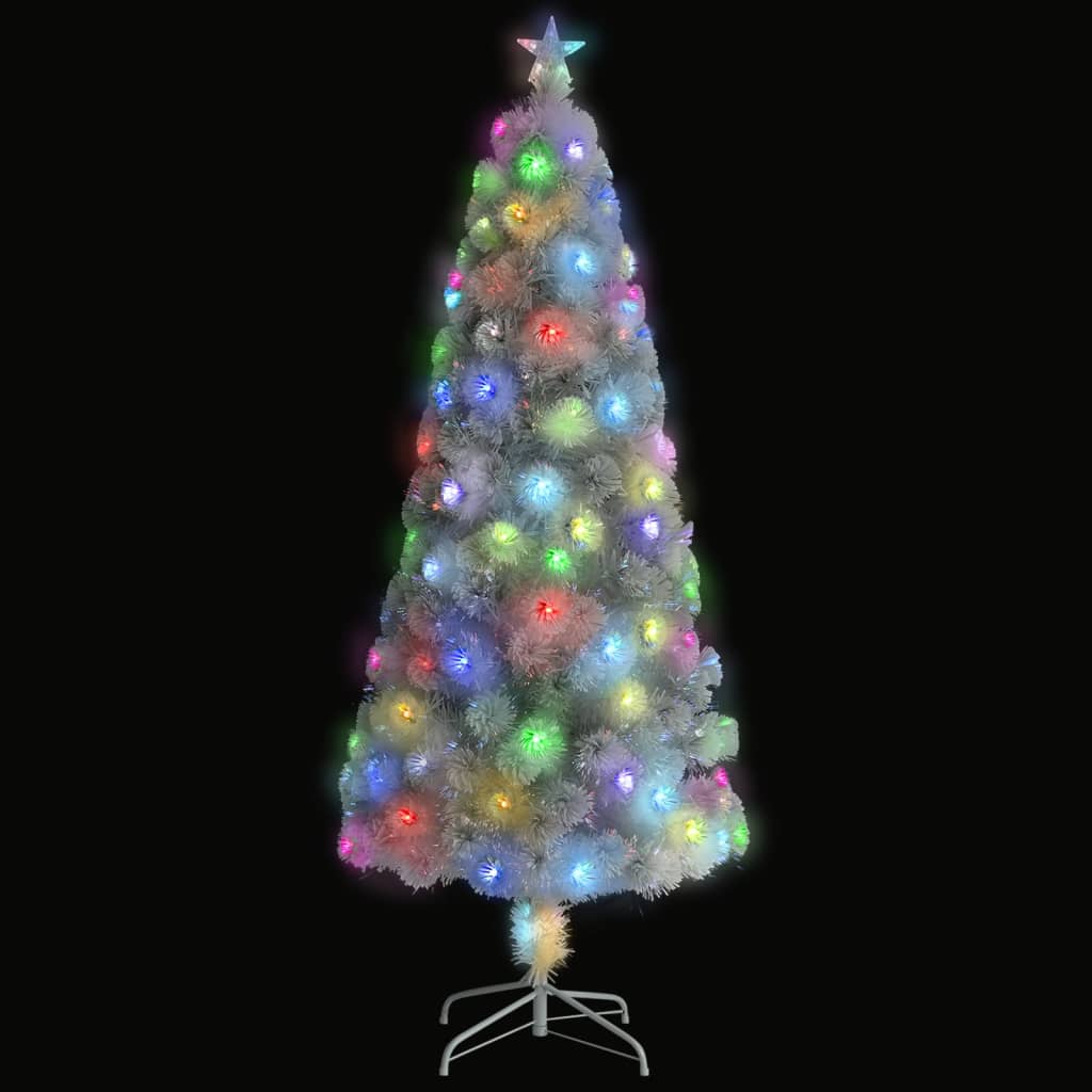 vidaXL Árbol de Navidad artificial con luces fibra óptica blanco 180cm