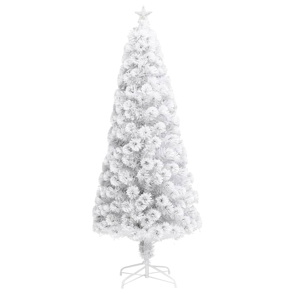 vidaXL Árbol de Navidad artificial con luces fibra óptica blanco 180cm