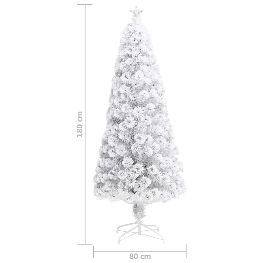 vidaXL Árbol de Navidad artificial con luces fibra óptica blanco 180cm