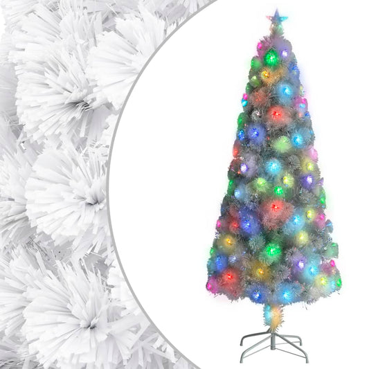 vidaXL Árbol de Navidad artificial con luces fibra óptica blanco 210cm