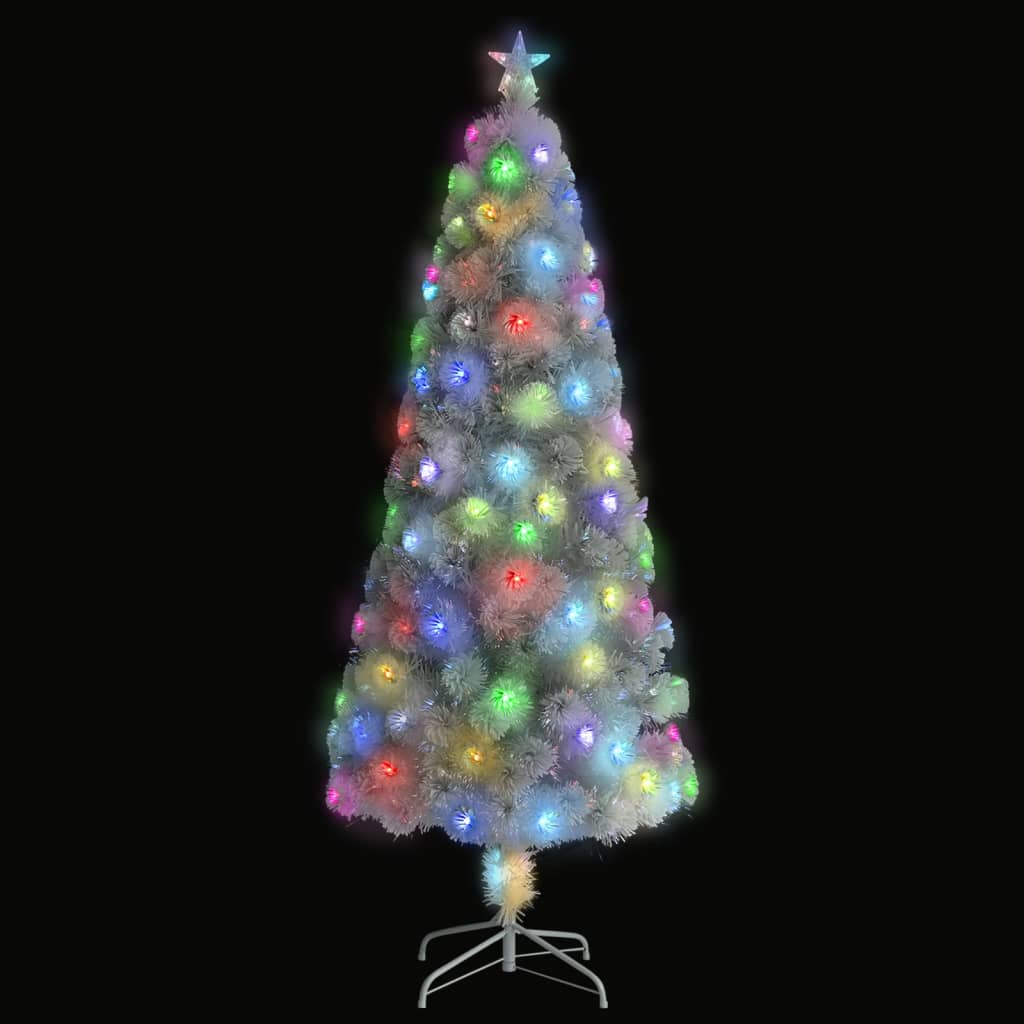 vidaXL Árbol de Navidad artificial con luces fibra óptica blanco 210cm