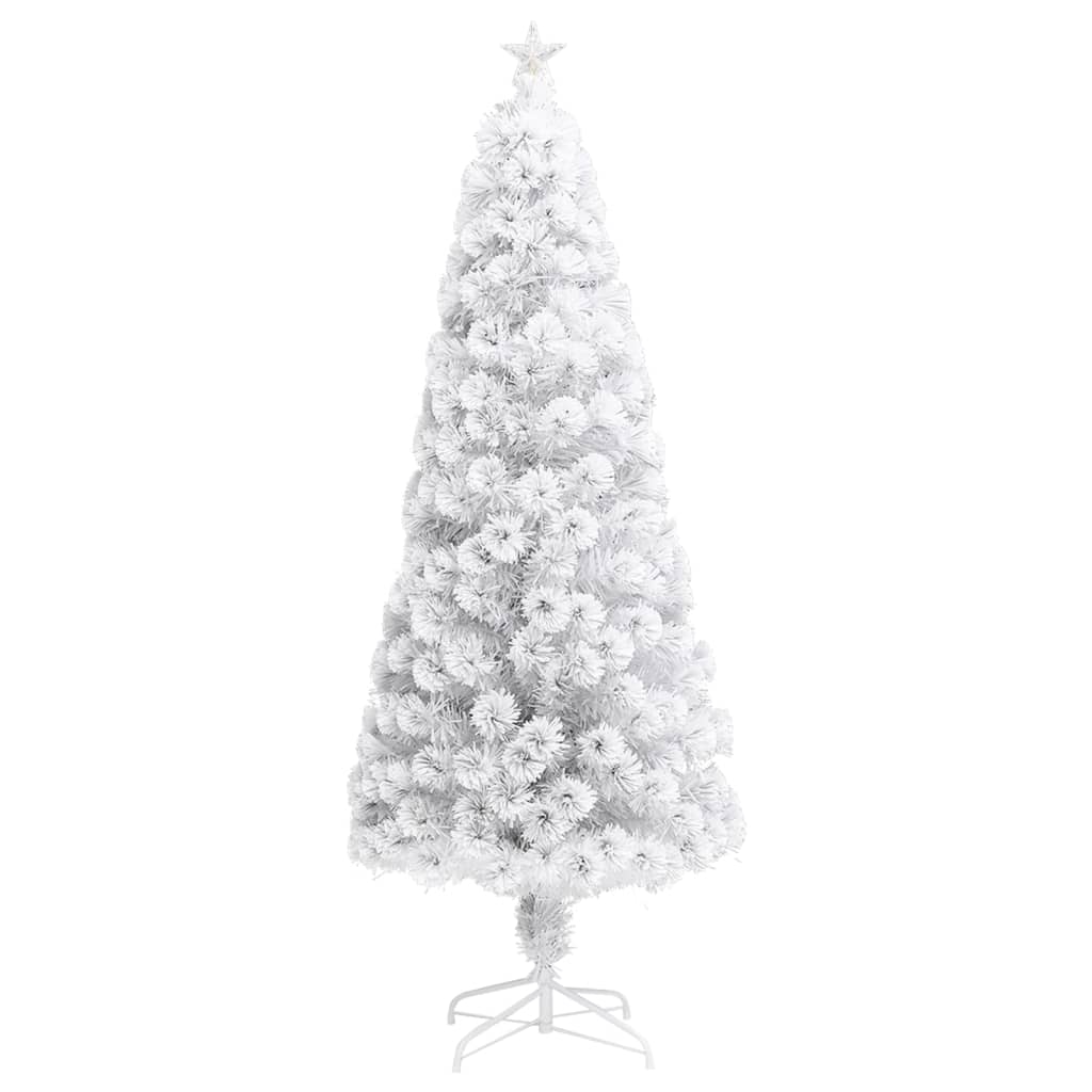 vidaXL Árbol de Navidad artificial con luces fibra óptica blanco 210cm