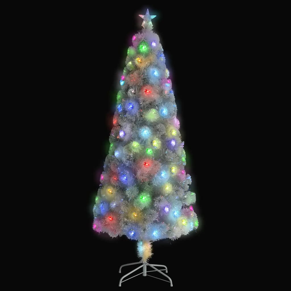 vidaXL Árbol de Navidad artificial con luces fibra óptica blanco 240cm