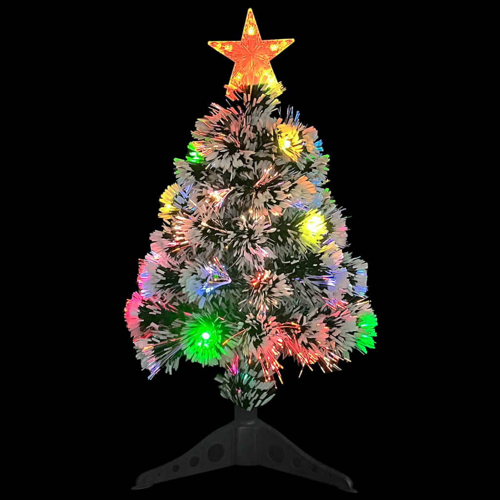 vidaXL Árbol de Navidad con luces fibra óptica blanco y azul 64 cm