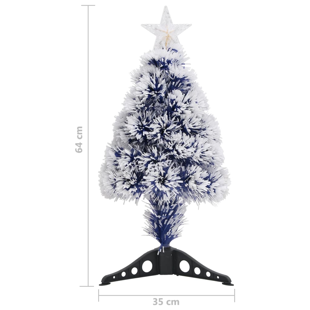 vidaXL Árbol de Navidad con luces fibra óptica blanco y azul 64 cm