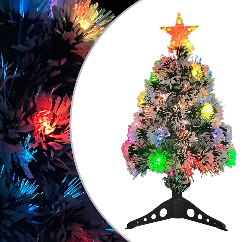 vidaXL Árbol de Navidad con luces fibra óptica blanco y azul 64 cm