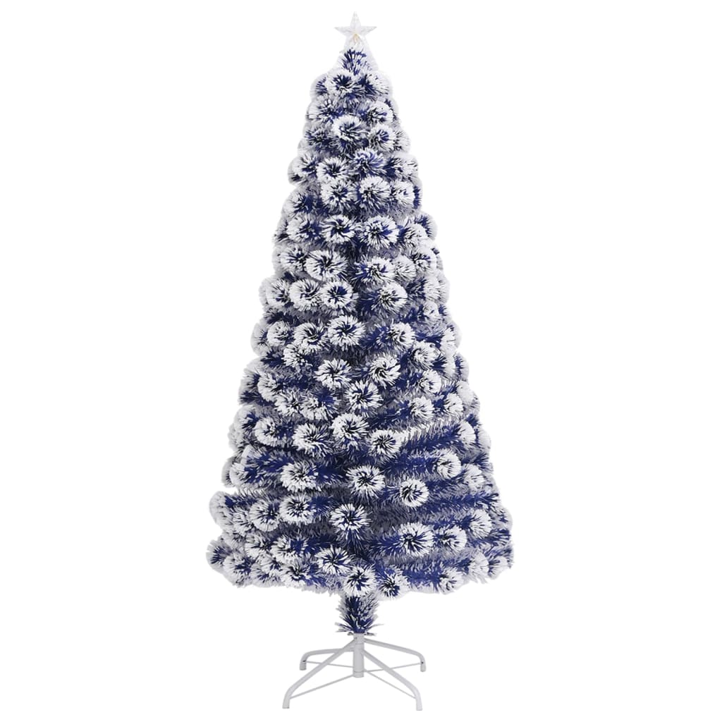 vidaXL Árbol de Navidad con luces fibra óptica blanco y azul 120 cm