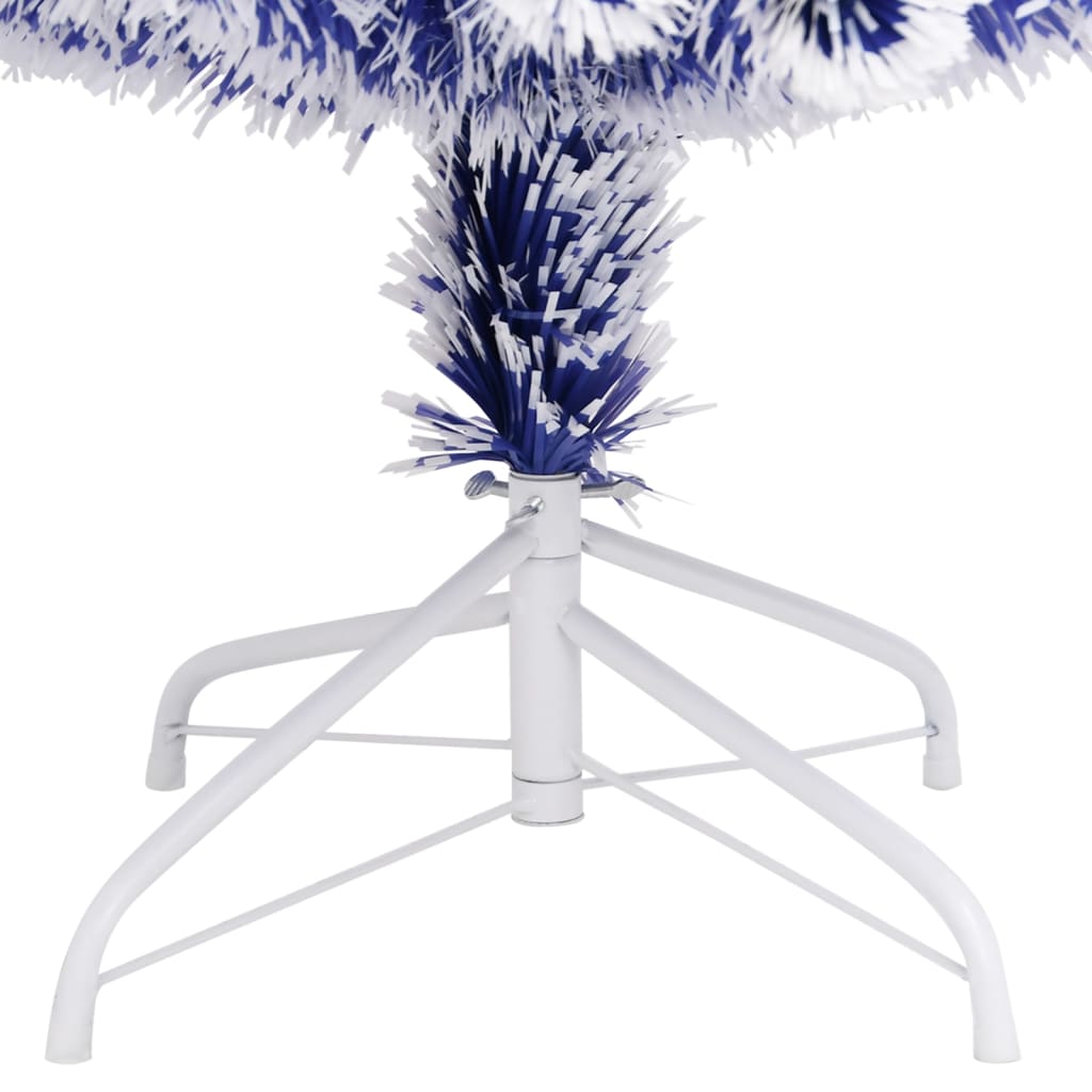 vidaXL Árbol de Navidad con luces fibra óptica blanco y azul 120 cm