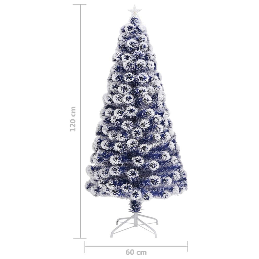 vidaXL Árbol de Navidad con luces fibra óptica blanco y azul 120 cm