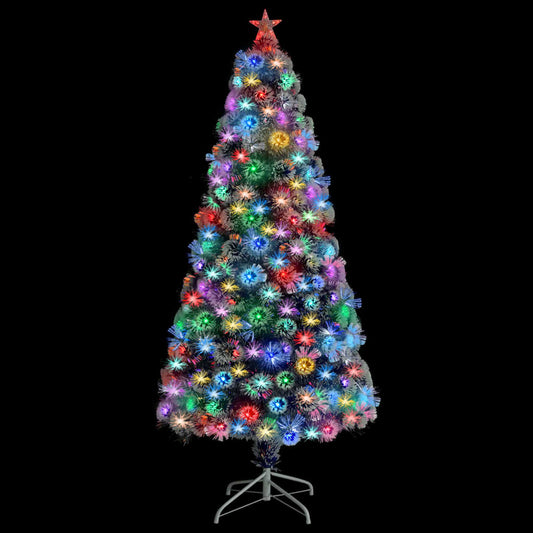 vidaXL Árbol de Navidad con luces fibra óptica blanco y azul 150 cm