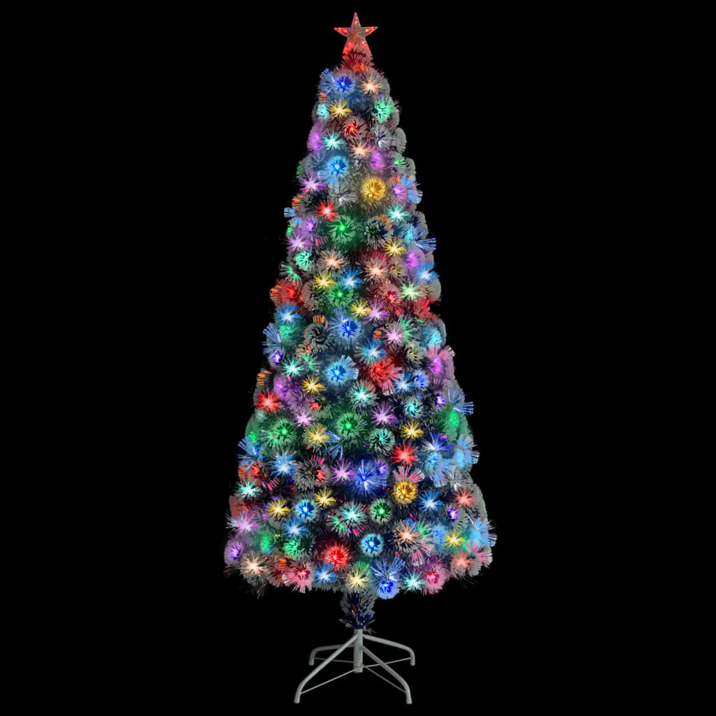 vidaXL Árbol de Navidad con luces fibra óptica blanco y azul 180 cm