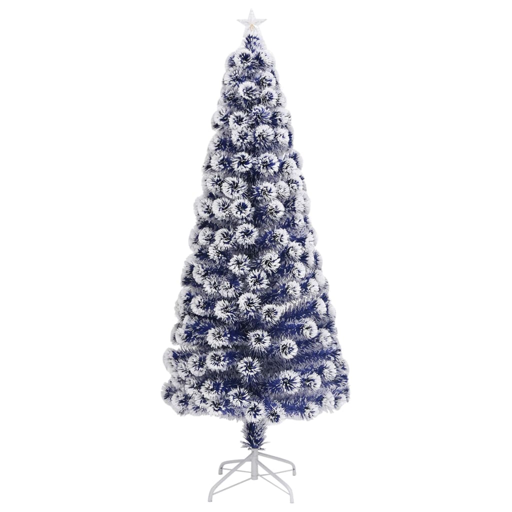 vidaXL Árbol de Navidad con luces fibra óptica blanco y azul 180 cm