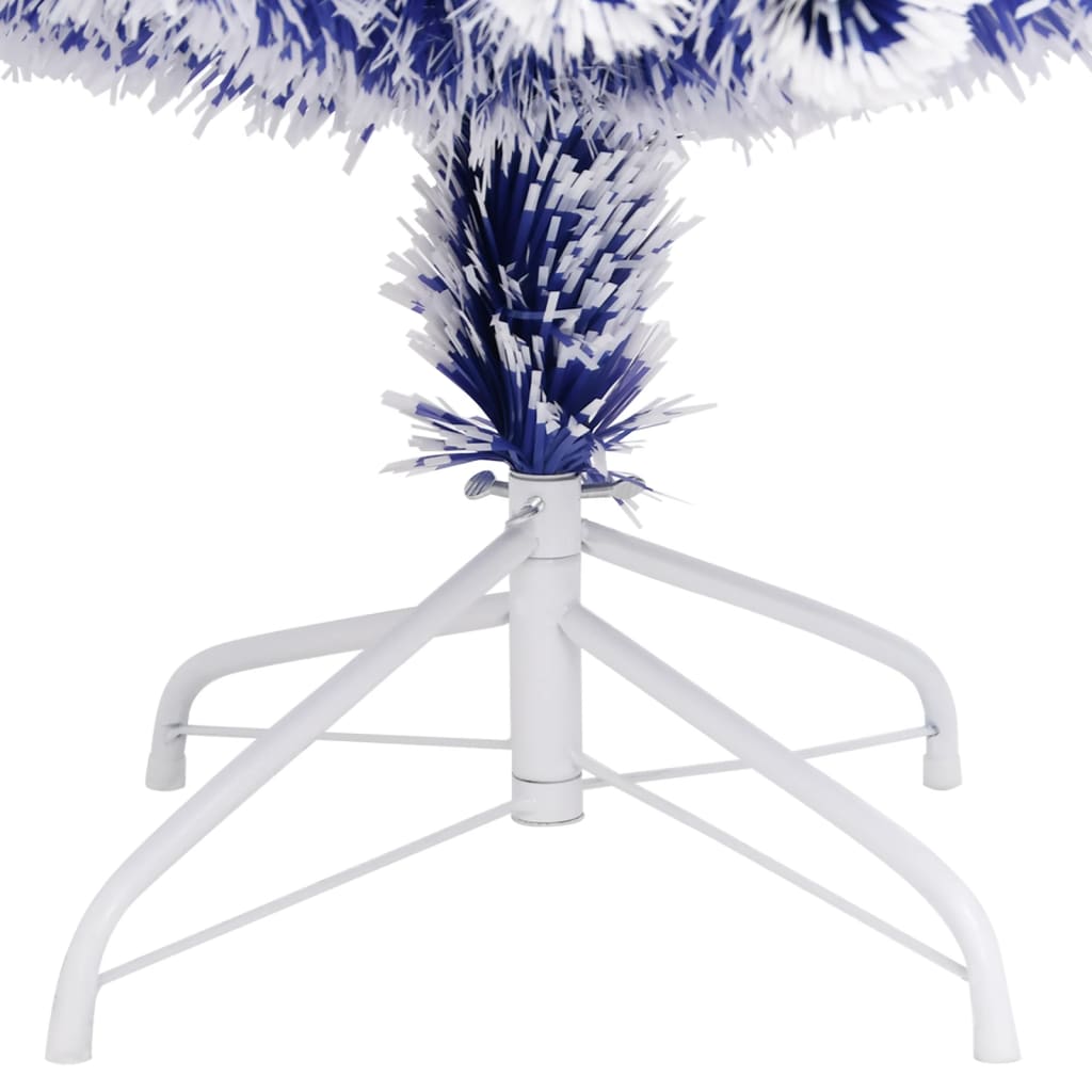 vidaXL Árbol de Navidad con luces fibra óptica blanco y azul 180 cm