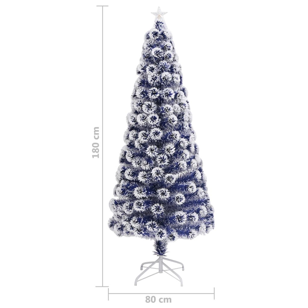 vidaXL Árbol de Navidad con luces fibra óptica blanco y azul 180 cm