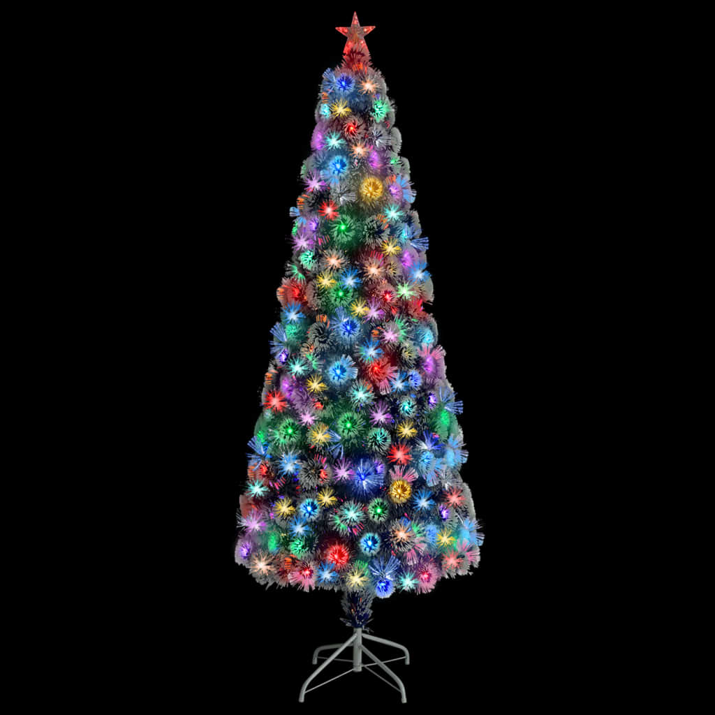 vidaXL Árbol de Navidad con luces fibra óptica blanco y azul 210 cm