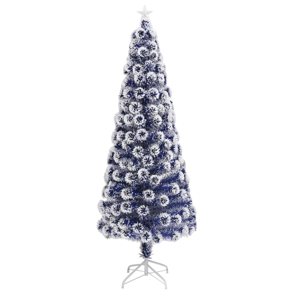 vidaXL Árbol de Navidad con luces fibra óptica blanco y azul 240 cm