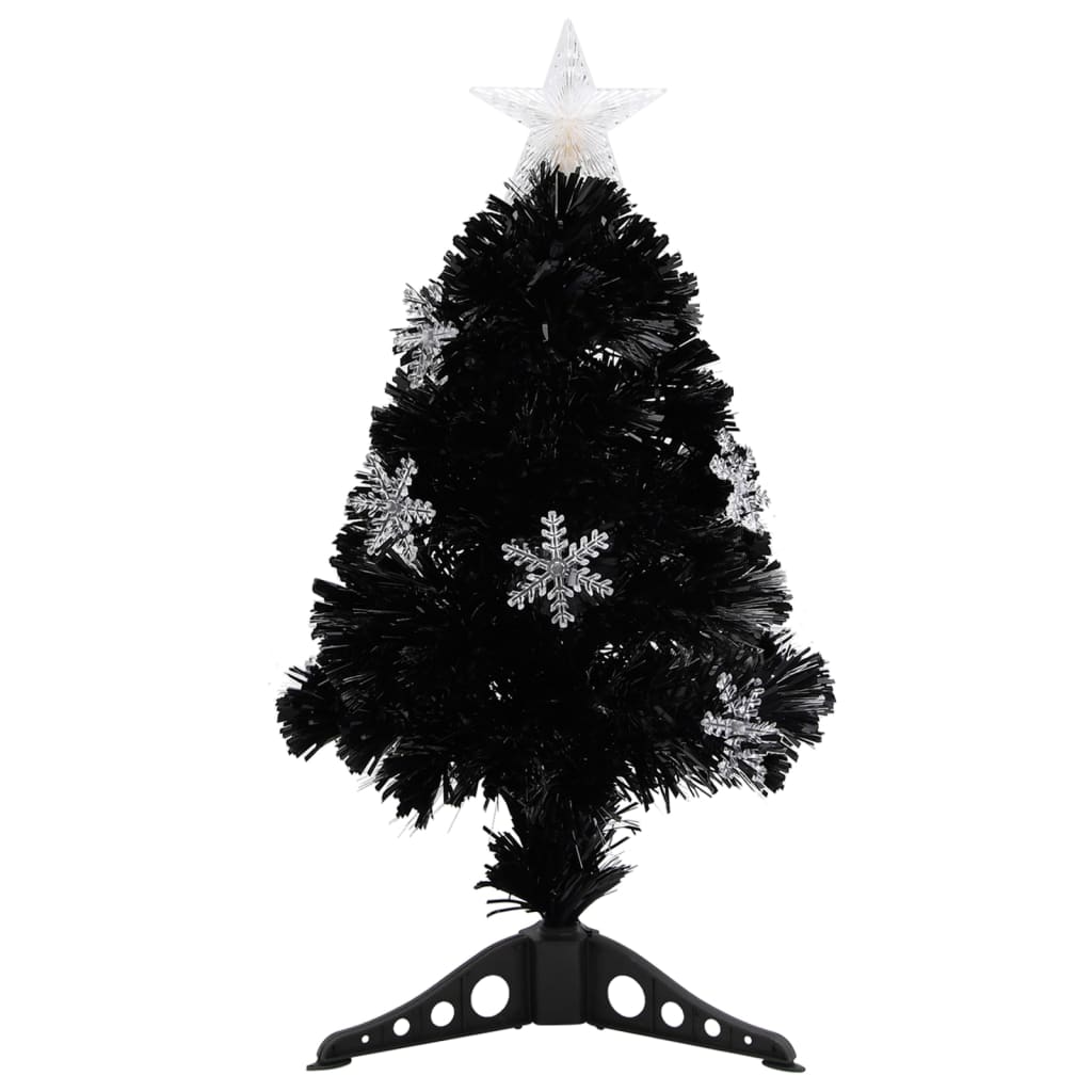 vidaXL Árbol de Navidad artificial y soporte negro fibra óptica 64 cm