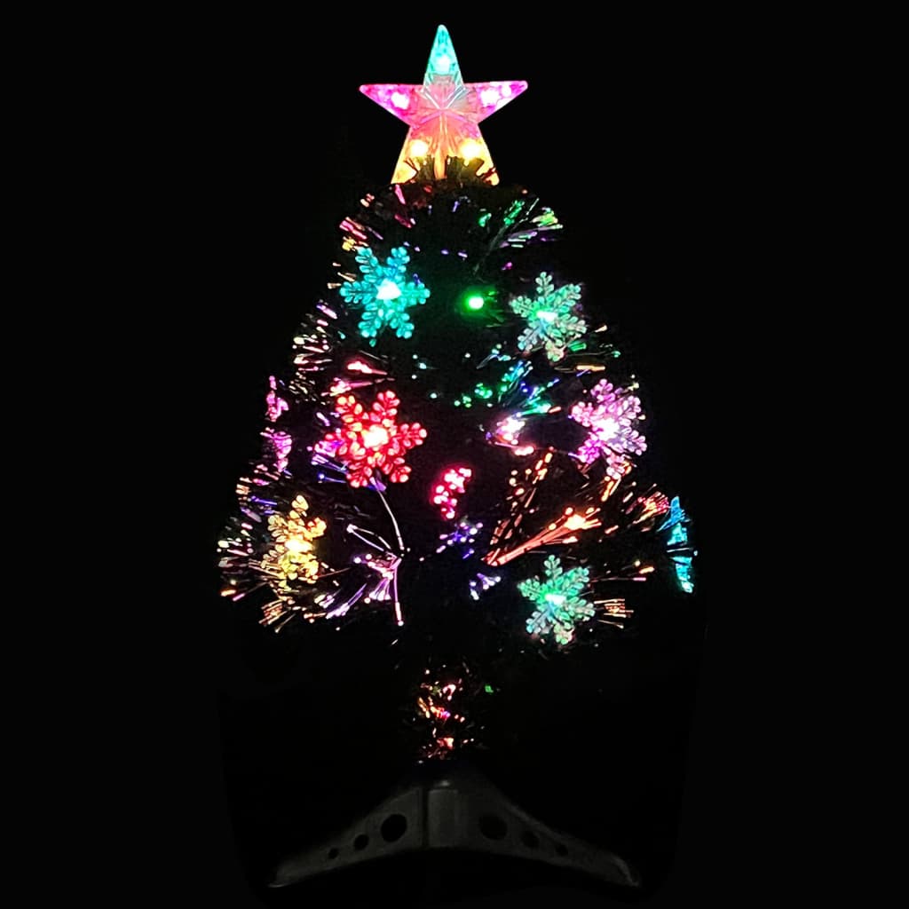 vidaXL Árbol de Navidad artificial y soporte negro fibra óptica 64 cm