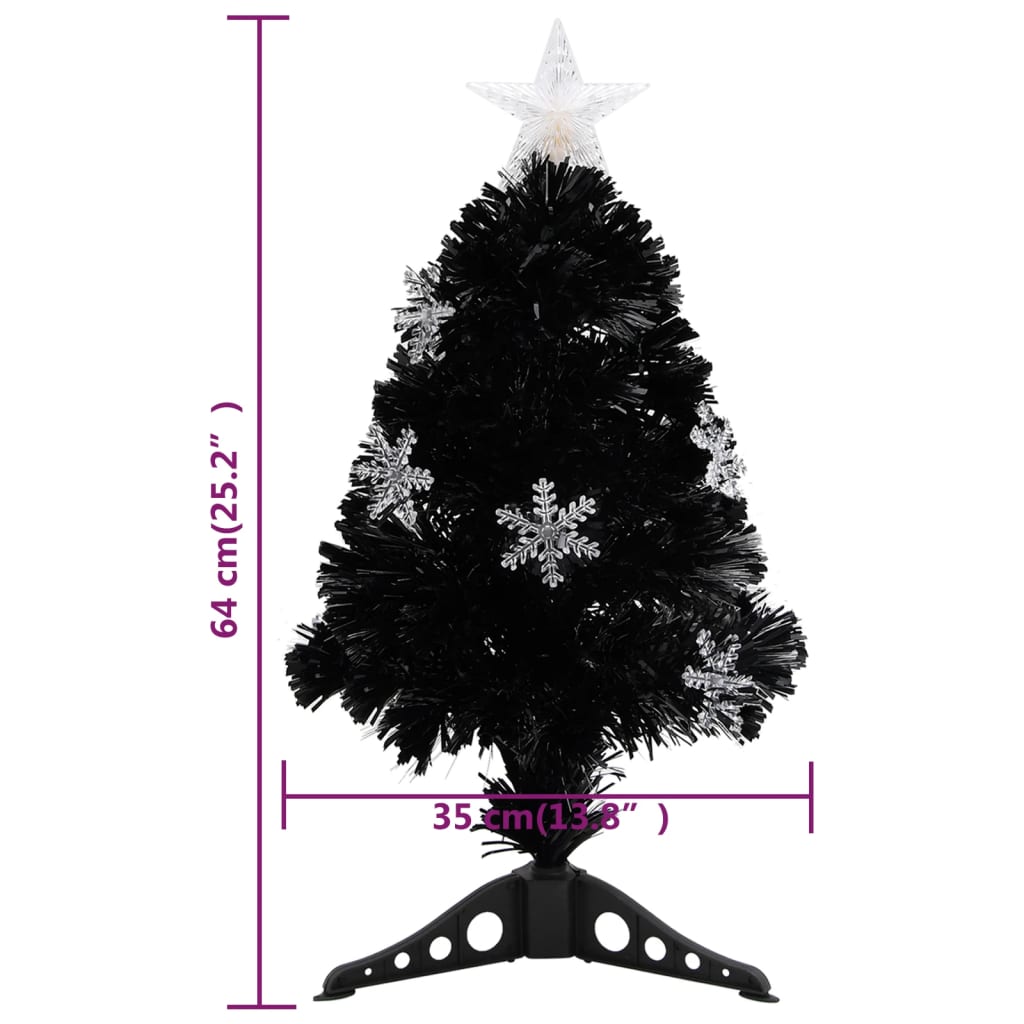 vidaXL Árbol de Navidad artificial y soporte negro fibra óptica 64 cm